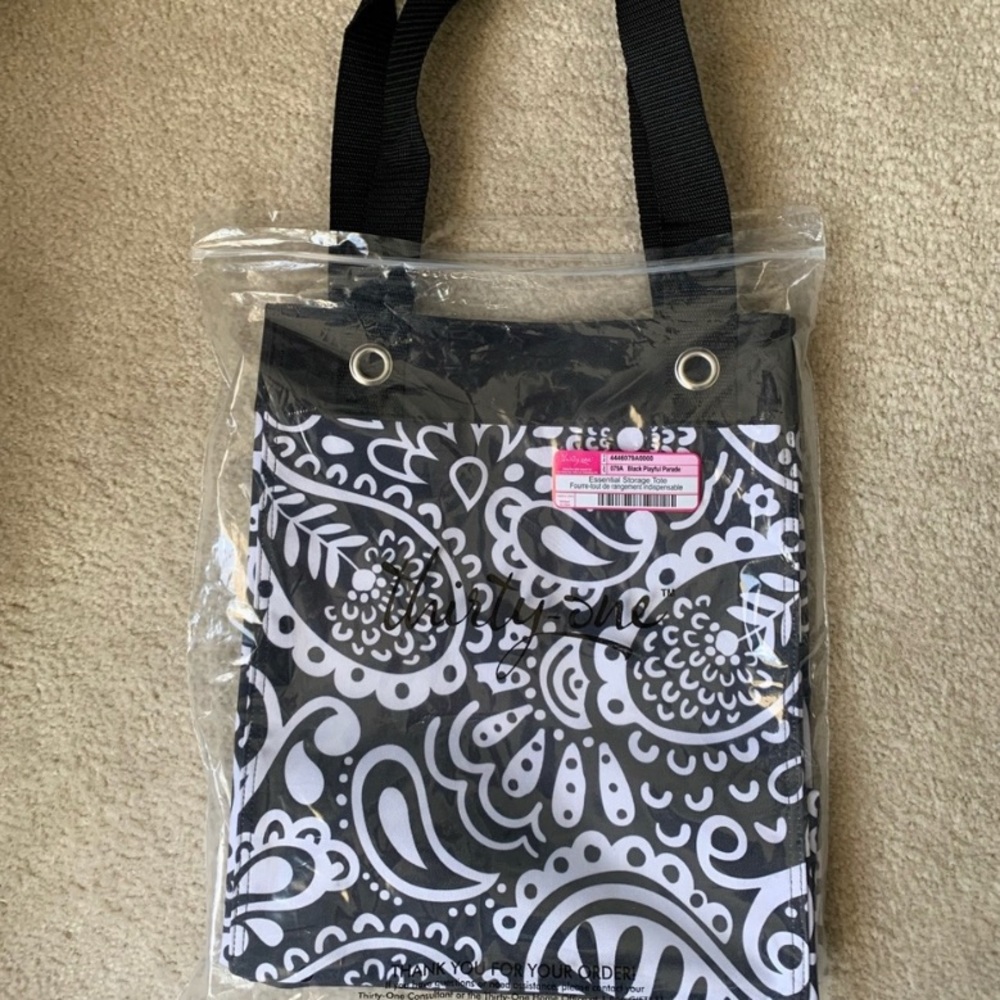 New 31 Essential Storage Tote Black Playful Parade